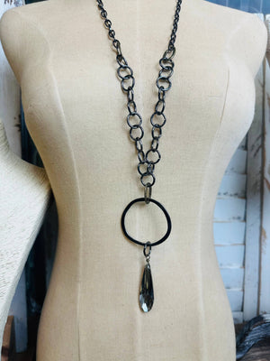 Gorgeous Gunmetal Crystal Necklace