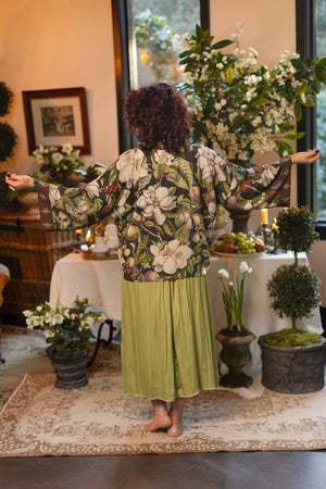 Fleur De Lune Pixie Duster Crop Kimono w/ Florals & Bees