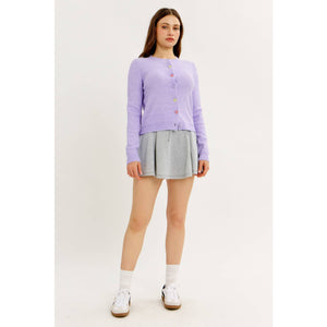 Soft Pastel Cardigan with Heart Buttons