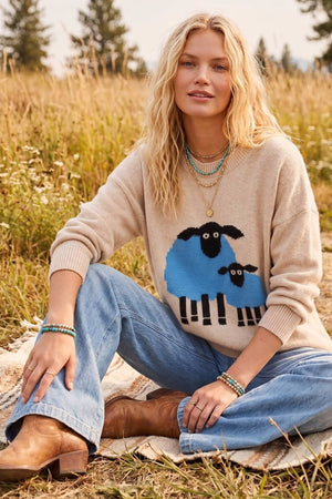 Sheep Graphic Oversized Sweater