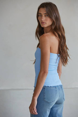 Sweetheart Neckline Seamless Ribbed Tube Top