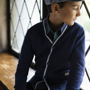 Tipped Organic Cardigan with Elbow Patches