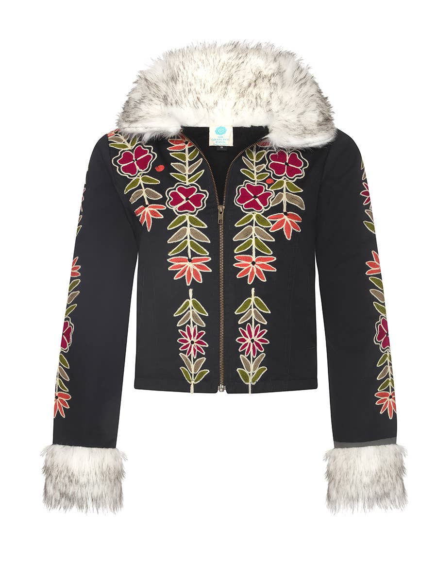 Boho Embroidered Jacket – Faux Fur Festival Coat