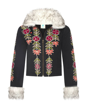 Boho Embroidered Jacket – Faux Fur Festival Coat