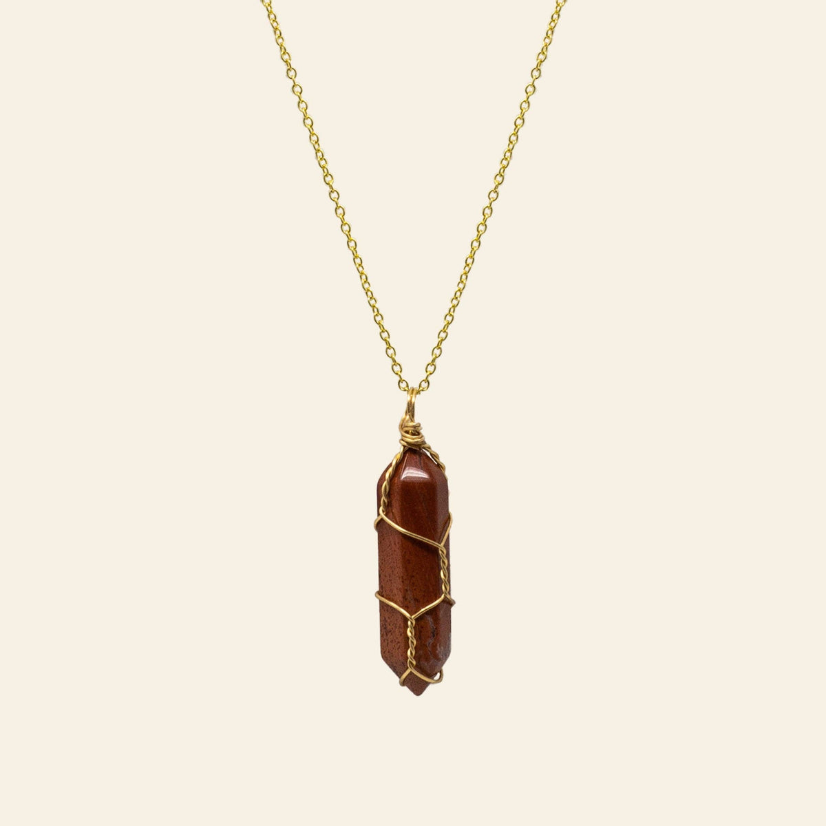Wire Wrapped Crystal Point Necklace - Gold