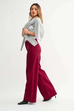 High Rise Palazzo Jeans – Dark Vintage Cherry Red