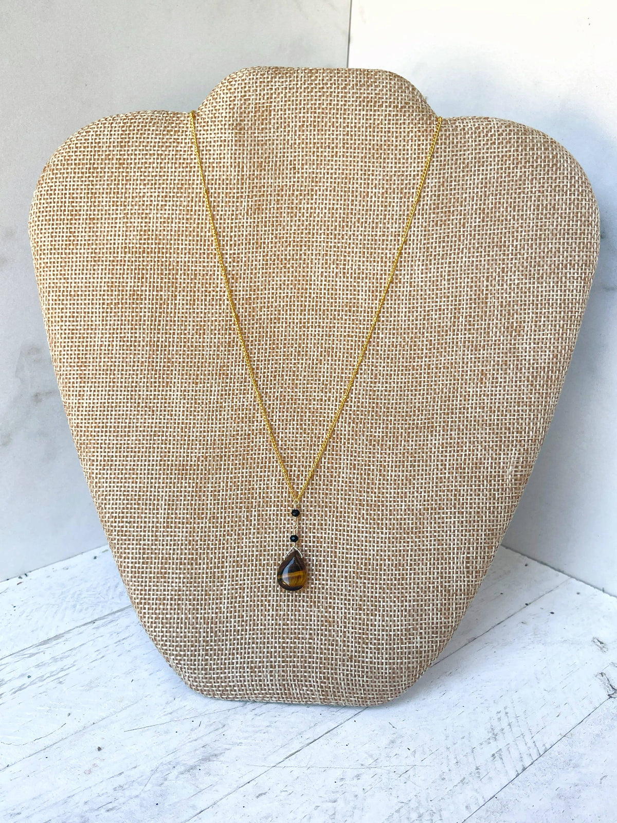 Tiger's Eye & Black Glass Necklace