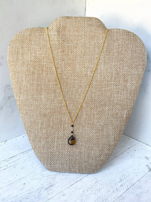 Tiger's Eye & Black Glass Necklace