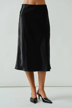 A-Line Satin Midi Skirt