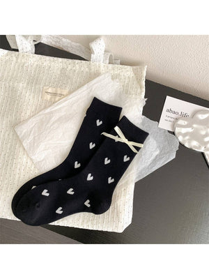 Rufia - Classic Heart Print Crew Socks