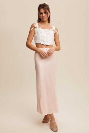 Satin Midi Slip Skirt