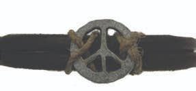 Peace Sign Leather Bracelet