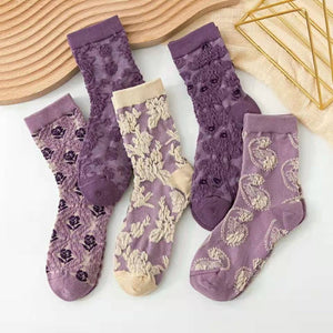Bohemian Embossed Socks - Purple