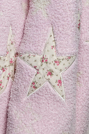 Star Patch Berber Open-Front Cardigan – Baby Pink