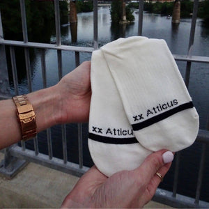 "Stay Wild" Crew Socks – Ivory & Black by Atticus Poetry