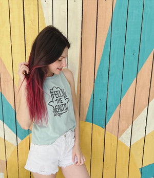 Feel the Earth Women's Racerback Cropped Tank, Boho Top.