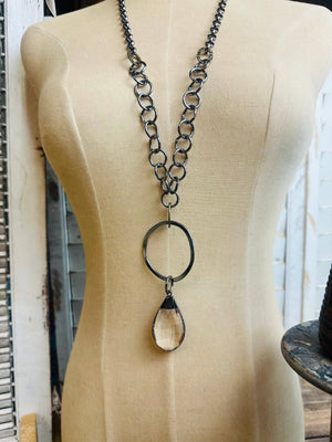 Gorgeous Gunmetal Crystal Necklace