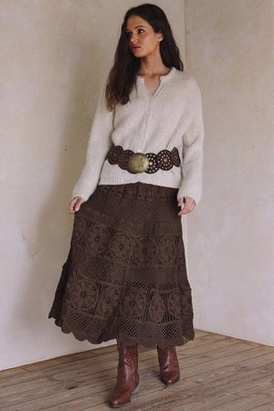 Brown Crochet Maxi Skirt