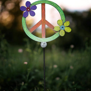 Peace Sign and Flower Plant Stakes