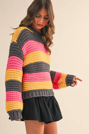 Multi Color Striped Sweater Knit Top
