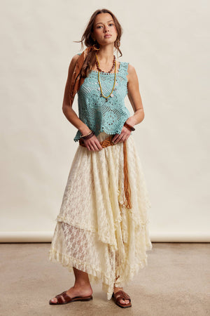 Crochet Lace Square Neck Tank Top