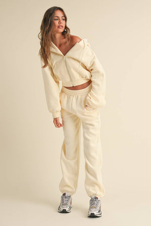 Cozy Fleece Oversized Crop Full Zip Hoodie