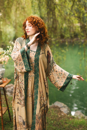 Fable Opera Duster Kimono Robe - Deer, Moon and Blossom