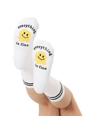 Everything Is Fine Fuzzy Grip Crew Socks