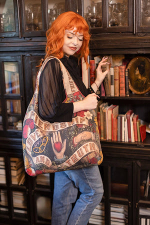 Friendship Love & Truth Vintage Heart Print Linen Tote Bag