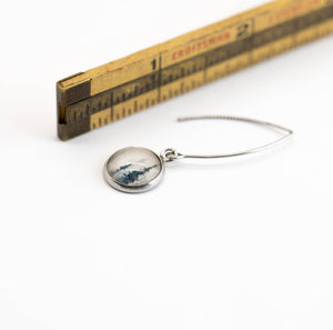 Ice Fog Stainless Steel and Glass Long Earrings Small