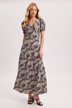 Floral Print Surplice Maxi Dress