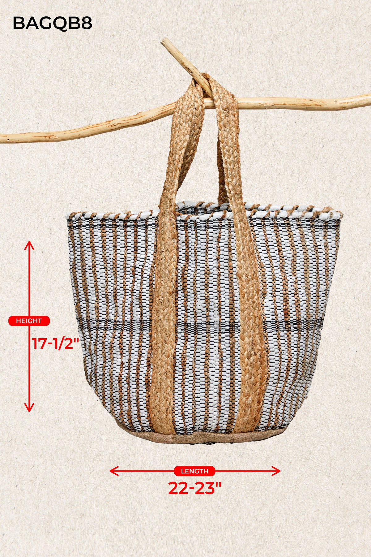 Artisanal Hand woven Striped Beach Tote Bag