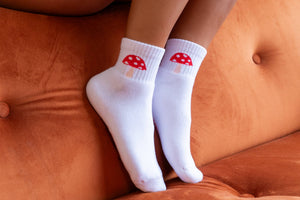 Mushroom Classic Ankle Socks – White