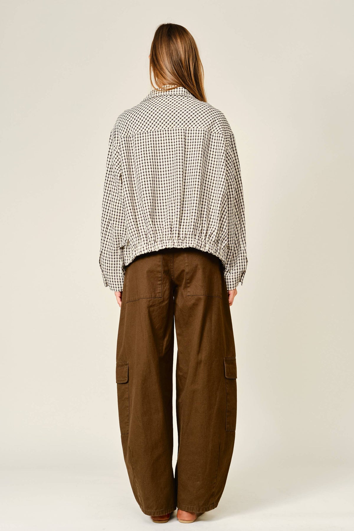 Utility Barrel Waist-Tie Cargo Pants – Khaki