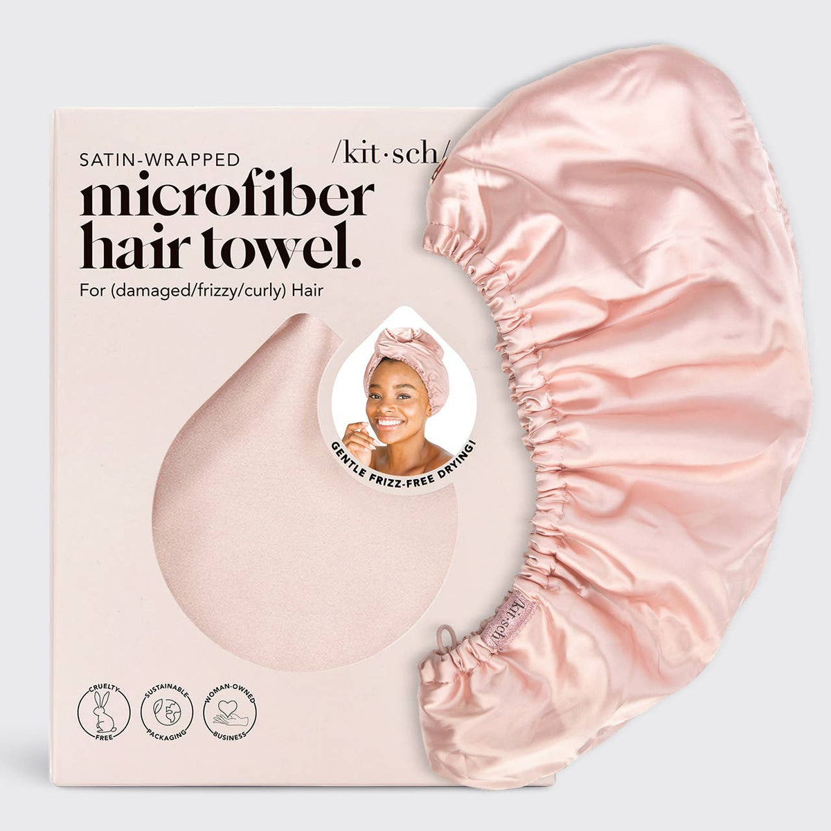 Satin-Wrapped Hair Towel – Blush