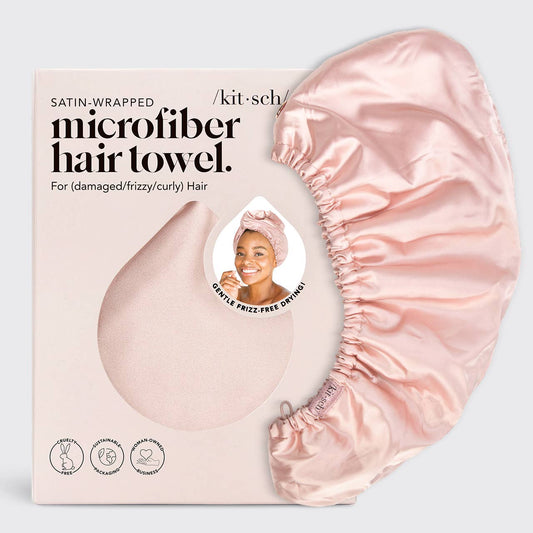 Satin-Wrapped Hair Towel – Blush