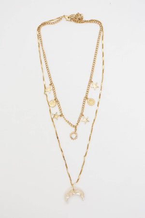 Celestial Moon Layered Necklace - Gold