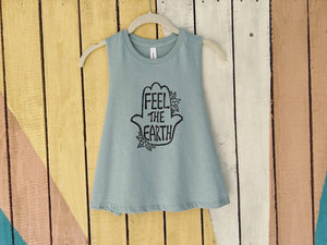 Feel the Earth Women's Racerback Cropped Tank, Boho Top.